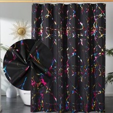 Black Marble Shower Curtains,Unique Metallic Colorful Foil