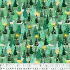 Feline Drive Fabric CHRISTMAS VILLAGE Winter Forest - Fat Quarter 18x22" FQ
