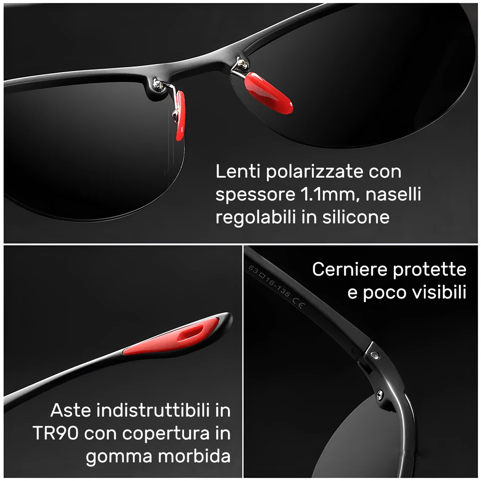 OCCHIALI DA SOLE UOMO LENTI A GOCCIA VINTAGE A SPECCHIO VARI COLORI POLARIZZATI - Immagine 3 di 4