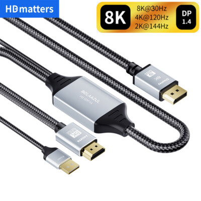 Cable convertidor activo HDMI a Displayport DP 8K@30Hz 4K