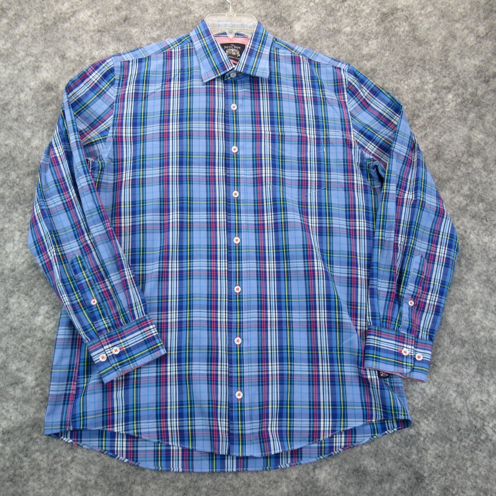 FILA Camicia da uomo The Savile Row Company grande blu con bottoni polsino manica lunga