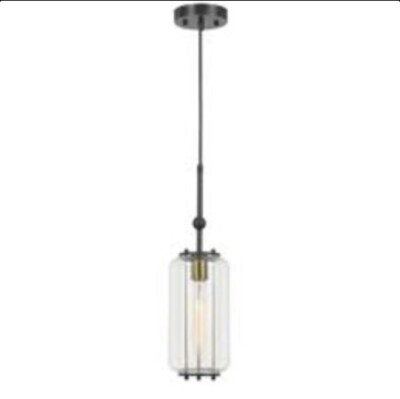 cal lighting 60w natchez metal two tone glass mini pendant.