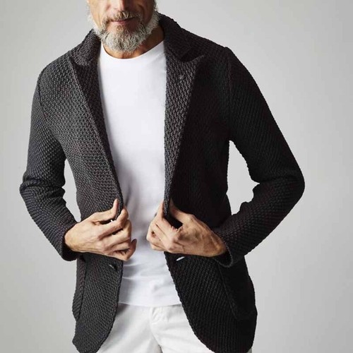 Blazer Abrigo Corto Chaqueta Para Hombre Juvenil Solapa Calce Ajustado Grueso Tejido 5362 - Imagen 6 de 12