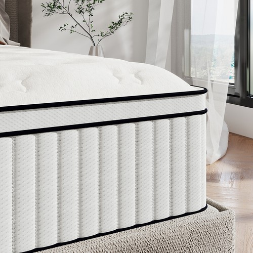 Mattress 12"/14" Twin Full Queen King Size Hybrid Innerspring Memory Foam White