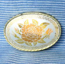Country Rose Belt Buckle Western Floral Inlay Cowgirl Vintage 80s W USA .TWY939