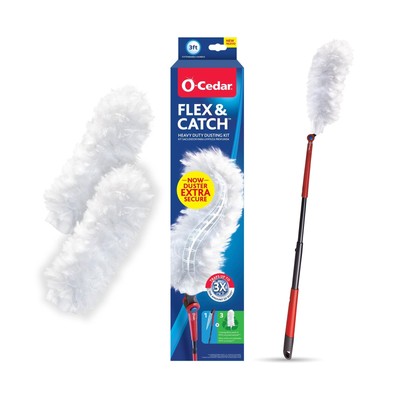 O-Cedar Flex & Catch Heavy Duty Dusting Kit with 3 Disposable Duste... Fast Ship