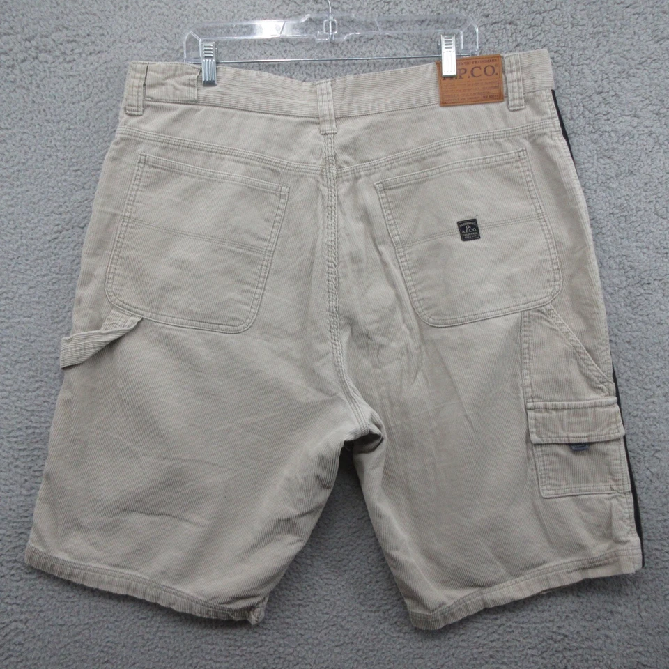 Pantalones Cortos APCO Vintage Pana Para Hombre 40 Beige Y2K Rayas Carpintero Años 2000 Foto 4 de 4