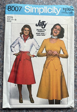 VTG 70s Simplicity Sewing Pattern 8007  Misses Wrap Around Skirt Sz 6 & 8  Uncut