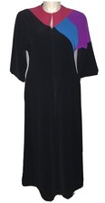 Color Block Velour Half Zip Black Vanity Fair Robe SMALL Vintage Lounger USA