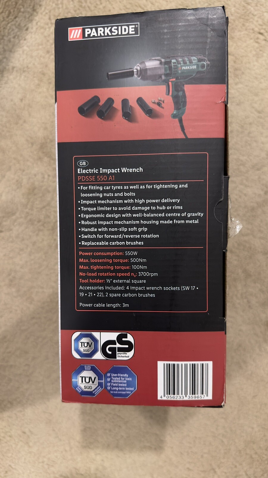 Parkside PDSSE 550 A1 Powerful 550W Electric Car Impact Wrench w/ 4