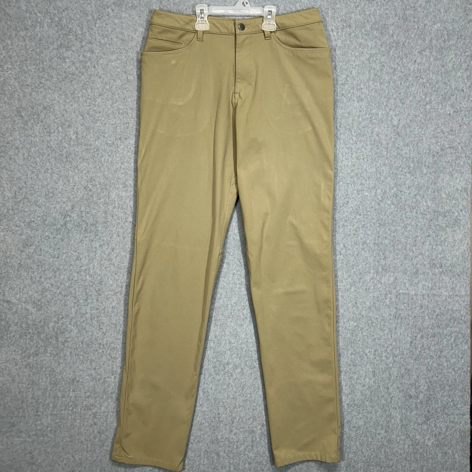 Lululemon Pants Mens 31x35 Beige Flat Front ABC Chinos Zip Pocket Stretch