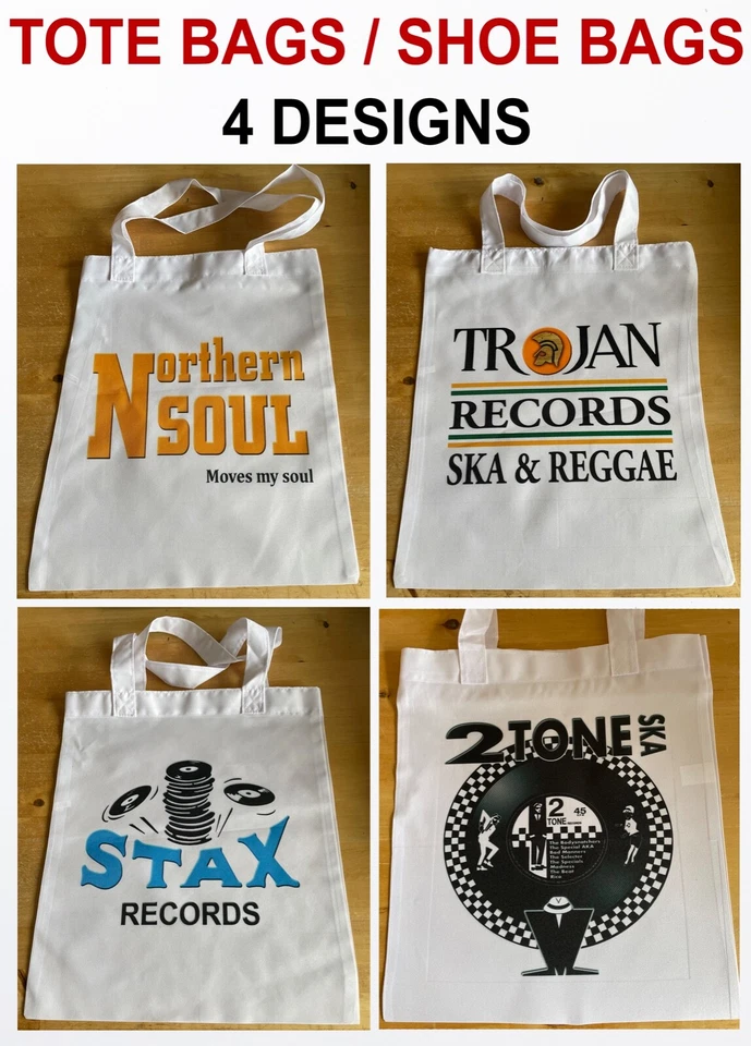 Northern Soul Tote Bag, Scooter Bag, Trojan Stax 2 Tone Records Tote Bag Mod Bag