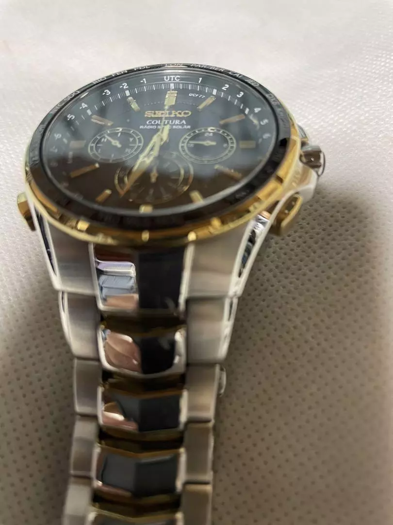 Seiko Coutura Cal.8B92 Chronograph Stainless Steel Solar Mens Watch Auth Works
