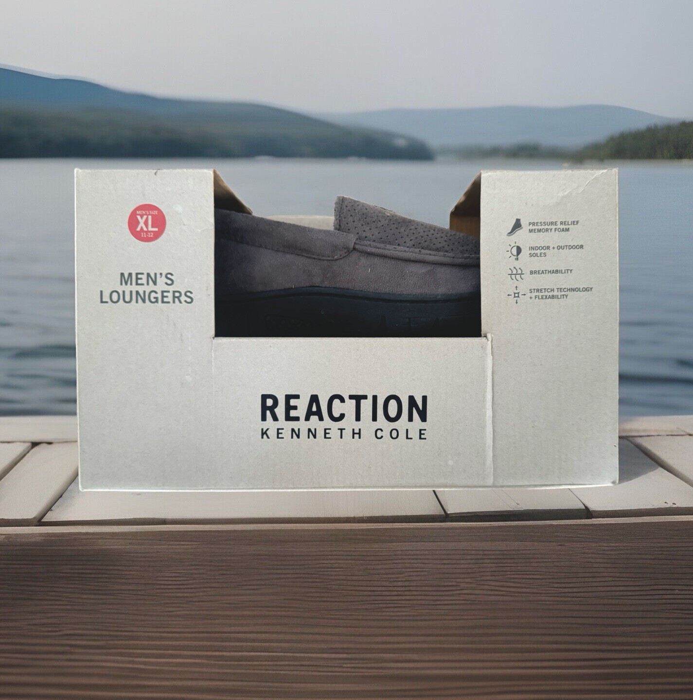 SAOLA PANTOFOLE KENNETH COLE RESPONSE GRIGIO SUOLA INTERNA ESTERNA UOMO TAGLIA XL 11 12