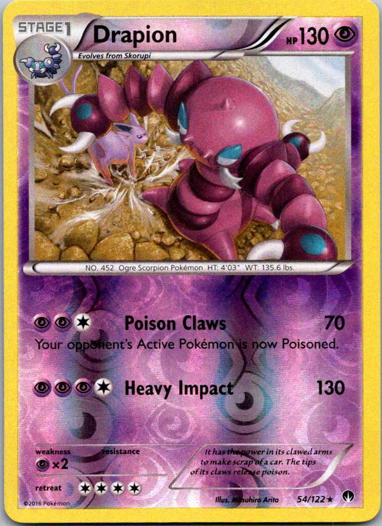 Drapion 54/122 XY Breakpoint Reverse Holo Rare Pokemon Card Near Mint NM