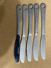 5 Disney MICKEY MOUSE SATIN Stainless Frosted Handle Silverware; Dinner Knife