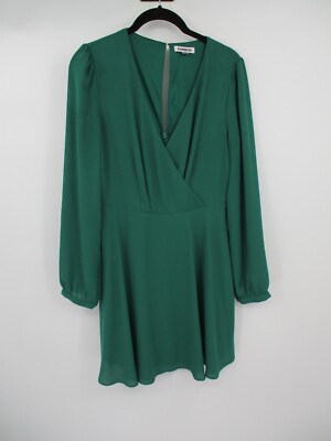 express green long sleeve dress Womens Small V Neck Sleeves Lined Button Back Casual Model Olivia C