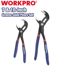 WORKPRO 7" & 10" Groove Joint Pliers Set 2Piece Fast Adjustable Water Pump Plier