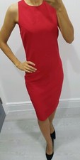 Zara bright red fitted midi bodycon with cut out back detail size S