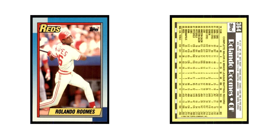 Rolando Roomes 1990 Topps Tiffany #364 Cincinnati Reds Baseball Card NM - Image 3 of 3
