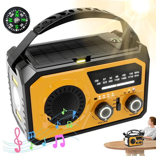 1X Emergency Crank Radio 16000mAh Solar Power Bank AM/FM  Lamp Compass - Picture 14 of 17