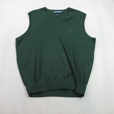 Polo Golf Ralph Lauren Men's L V-Neck Sweater Vest 100 Cotton Dark Green