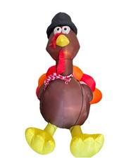 Vintage 6 Ft Lighted Thanksgiving Turkey Airblown Inflatable