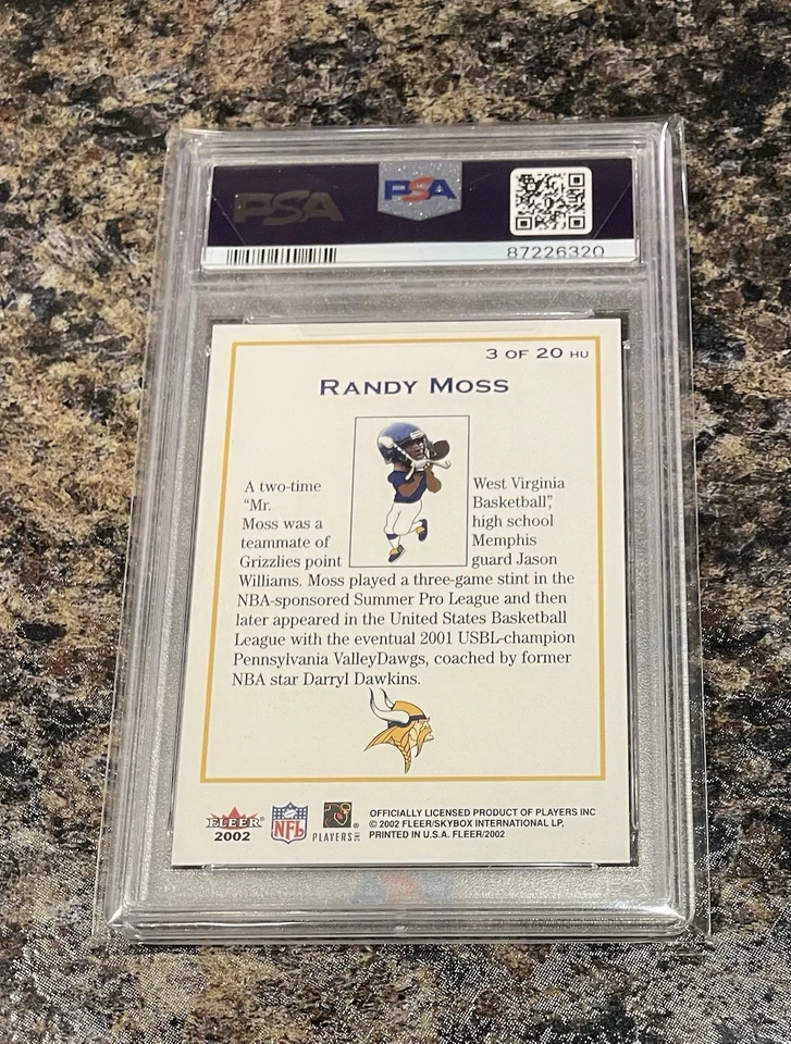 Randy Moss 2002 Fleer Tradition Headliners PSA 10 Gem Mint POP 2 - Image 2 of 3