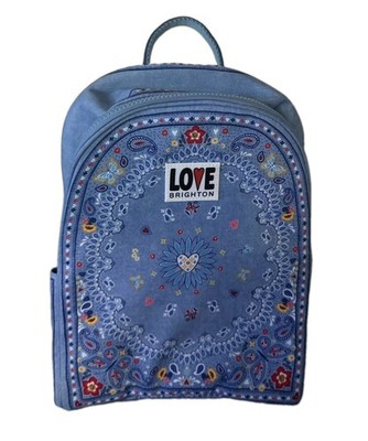 Brighton Bandana Mini Love Back Pack Blue Paisley Flowers Butterflies