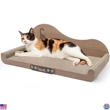 NATUYA 24-Inch Extra Large Cat Scratcher Lounge Bed - Durable Cardboard Pad