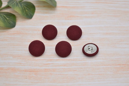 Burgundy Cotton Fabric Covered Handmade Metal Shank Buttons – 12mm,18mm, 22mm - Picture 7 of 8