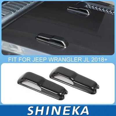 2pc Engine Hood Hinge Cover Trim For Jeep Wrangler JL JT 2018+ Carbon Fiber