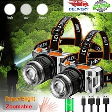 Headlamp Super Bright LED Rechargeable Headlight Head Torch Work Lamp Flashlight