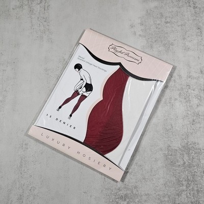 Playful Promises Sheer Classic Seamed Stockings, Merlot Red, Size M