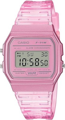 Casio F-91WS-4JH Pink Clear Digitaluhr Japan Modell F91W Skelett