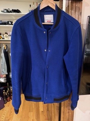 Supreme Arched Logo Polartec Fleece Varsity Jacket F/W 14 Royal 