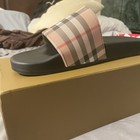 Burberry Men's Plaid Slide Sandals Rubber Upper Black Beige Red Size 9 — photo 4