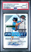 2024 PANINI PROSPECT EDITION PROSPECT TICKET # 5 TRAVIS BAZZANA AUTO PSA 10 RC