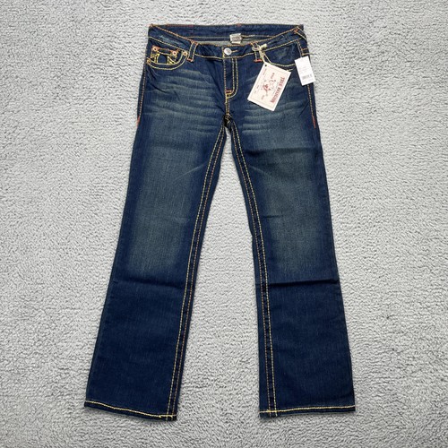 Vintage True Religion Herrenjeans 32 Johnny Super T ausgestellt dunkel verblasst Whiskered USA
