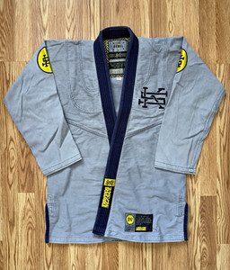 Scramble Rebel BJJ Gi A2 Jiu-Jitsu Kimono Set Gray Jacket Blue Pants