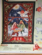SUSAN WINGET   " Nativity  Panel"  Scene Wall Hanging  Cotton Fabric Panel   NEW