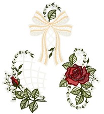 Fensterbilder Sommer Plauener Spitze Fensterdekoration 3x Rote Rose Romantik Set