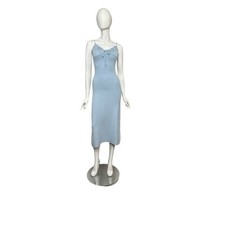 Lulus Light Blue Dress Small Midi Your Sweetheart Bodycon Ribbed Stretch