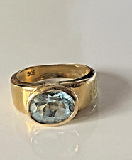 Exklusiver Ring Gold mit einem Blautopas in Brillant Cut Gelbgold 585/14 Kt