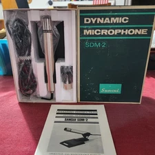 NEW SANSUI DYNAMIC MICROPHONE SDM-2 W/STAND & STAND ADAPTOR IN ORIGINAL BOX