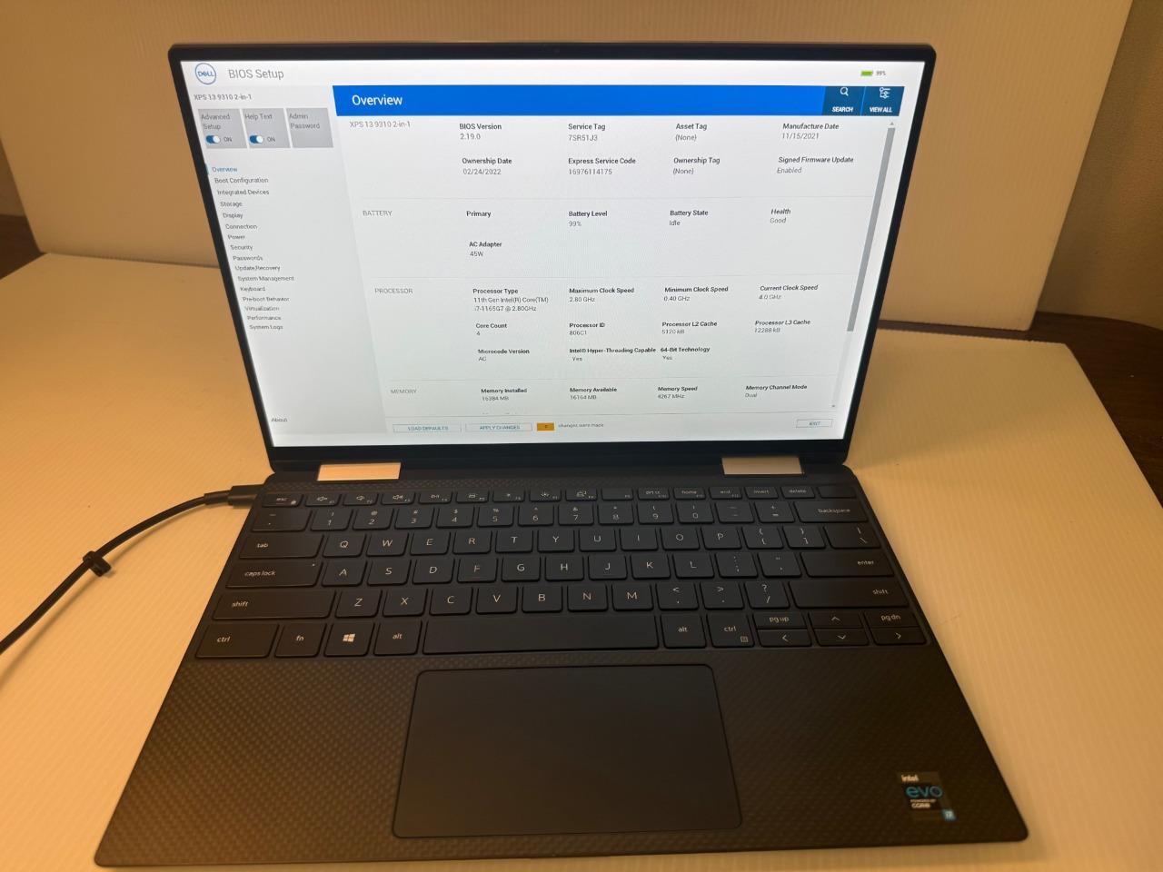 Dell XPS 13 9310 2-in-1 11th Gen i7 1165G7 2.80GHz 16GB Ram 512GB SSD