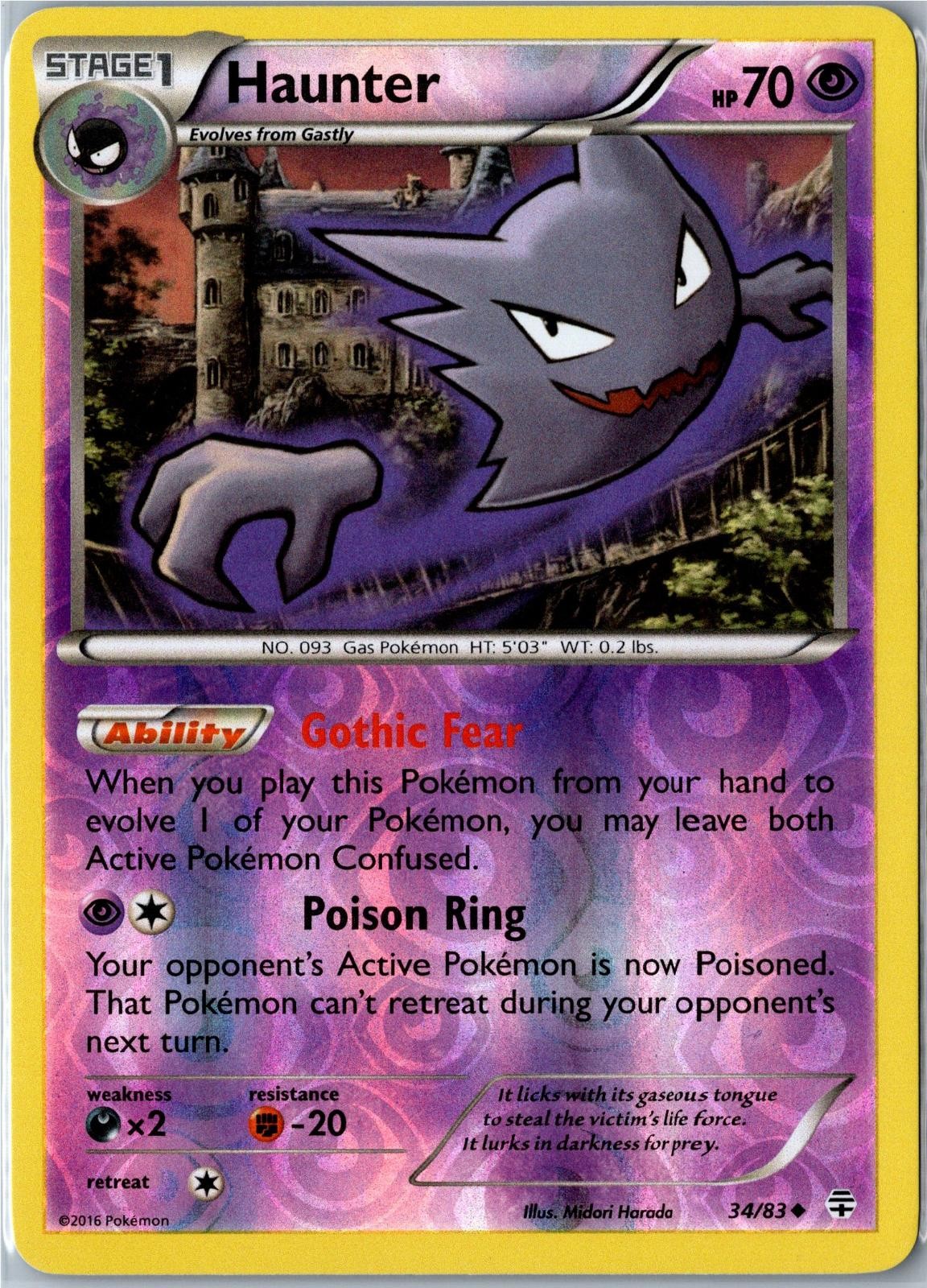 Pokemon Card - Haunter 34/83 Generations Uncommon Reverse Holo Lightly Played