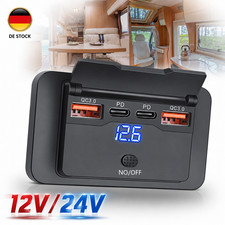 USB Auto KFZ Steckdose 12V QC 3.0 PD Dual USB Ladeger�t Buchse Dose KFZ Einbau