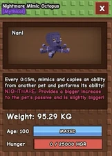 GROW A GARDEN | GODLY NIGHTMARE MIMIC OCTOPUS |  15 CD | 95kg | Age 100