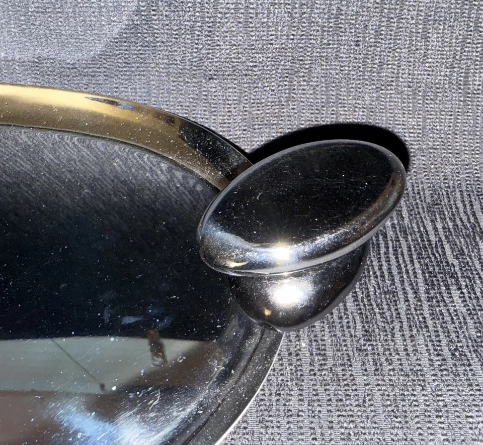 Godinger Silver Art Co Handmade Gunmetal Oval St. Steel Tray, Glass Polished NWT - Image 4 of 4